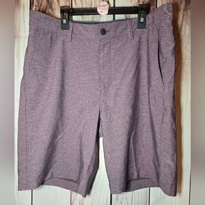 VRST Men's Flat Front Heathered Plum Purple Shorts W34 L32